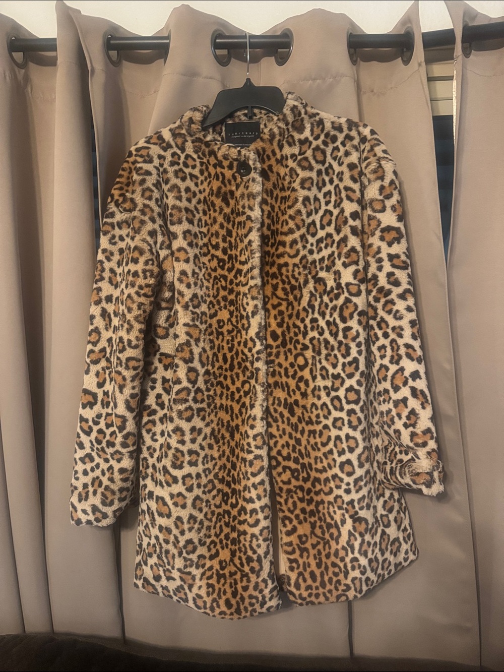Sanctuary Leopard Print Faux Fur Coat in Tan and Black